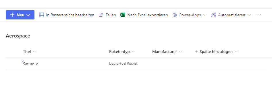 List with German UI but English Manufacurer column
